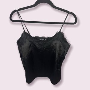 Shein Black Satin Lace Tank